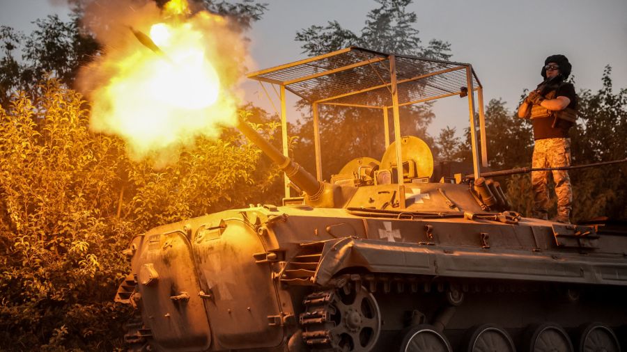 Photogallery Ukrainian servicemen of the 24th Mechanized Brigade fire a BRM1k infantry fighting vehicle towards Russian positions at an undisclosed location in the Donetsk region