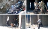 These stills from the video obtained by NRC and examined by the NIOD show the last moments of the elderly man. He falls into the mass grave and is executed there.
