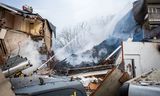 The destroyed part of the porch apartment at Tarwekamp as it looked shortly before nine on Saturday morning. 