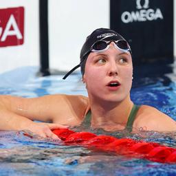 Germany's Isabel Gose looks at the scoreboard