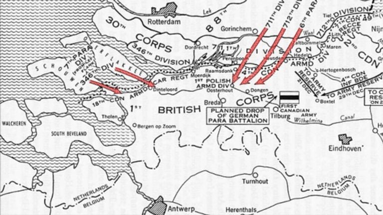 In red arrows the planned German counter-attack in December 1944 (photo: archive)