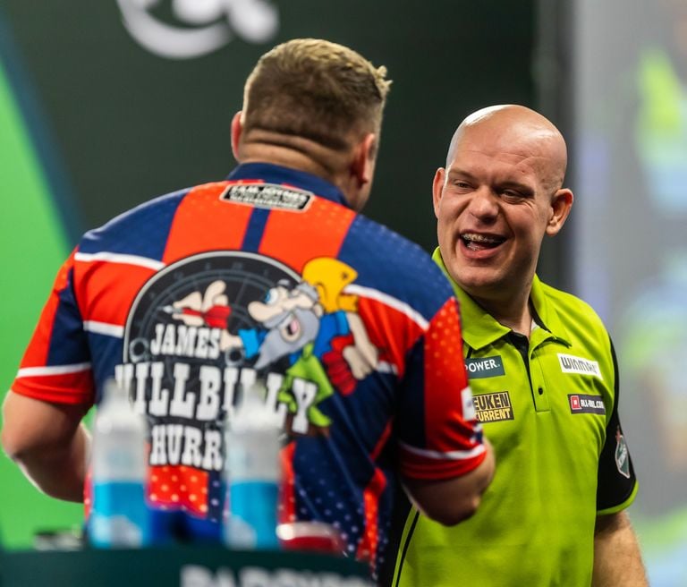 Michael van Gerwen is happy after his victory (photo: PDC).