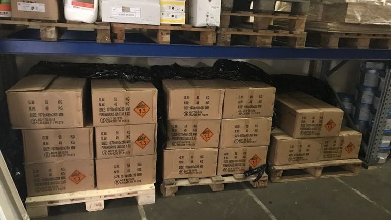 The fireworks found in the warehouse in Sint-Oedenrode (photo: Municipality of Meierijstad).