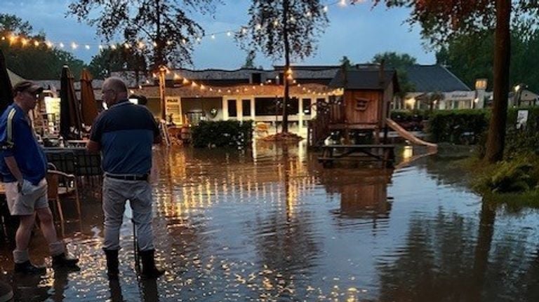 The terrace of EuroParcs Holiday Parks Kaatsheuvel was flooded twice due to heavy rainfall (photo: EuroParcs Holiday Parks).