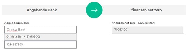Deposit transfer/deposit change from onvista bank