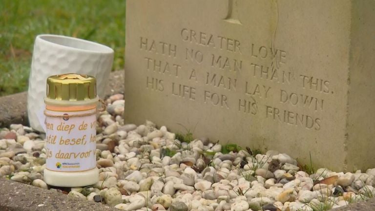 One of the graves in Roosendaal with a light.
