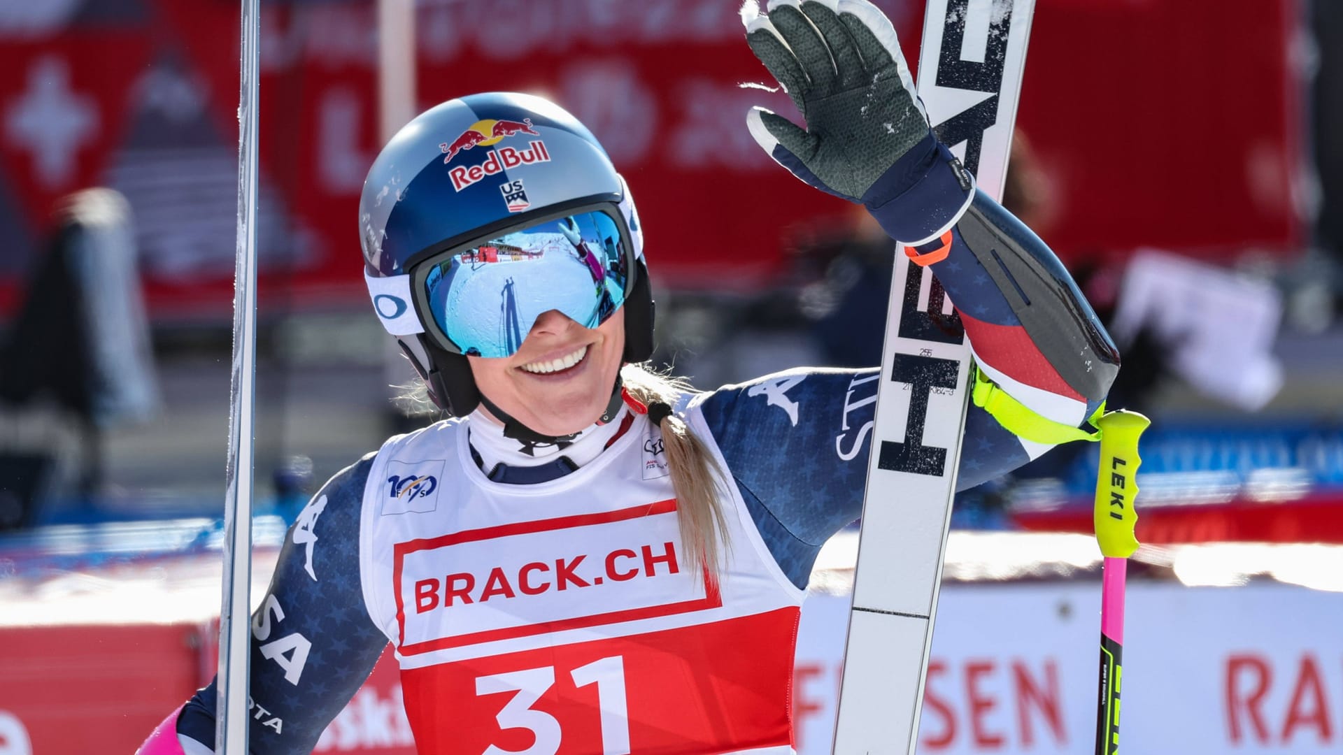 Lindsey Vonn: She was beaming when she crossed the finish line.