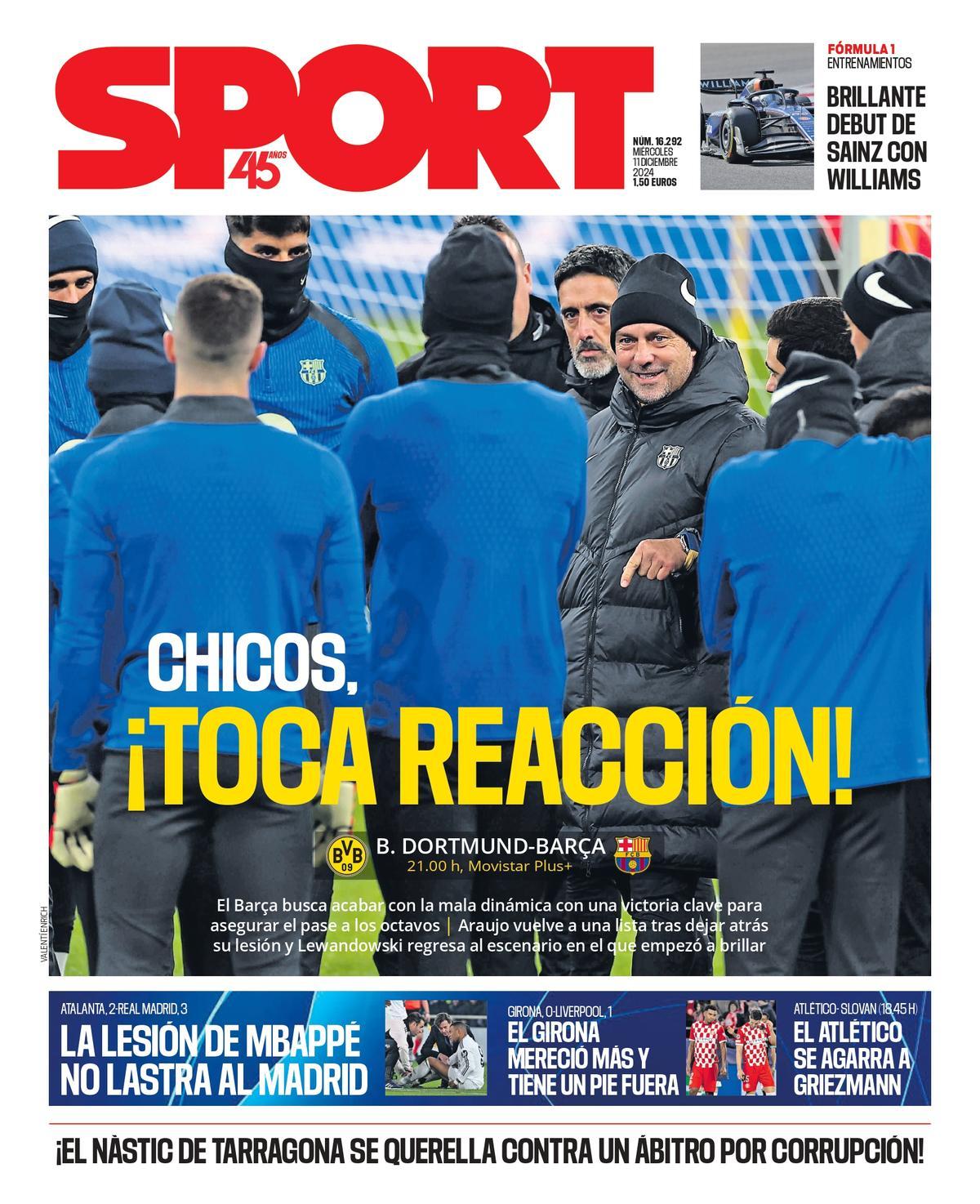 La portada de SPORT de hoy