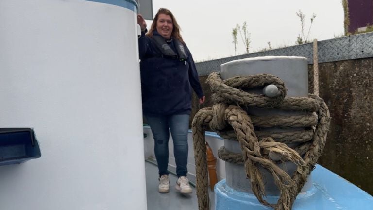 Angelique on board her husband's ship in October (photo: Niek de Bruijn)