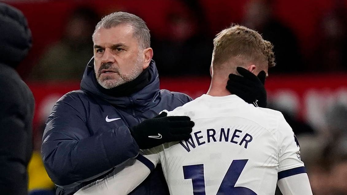 Ange Postecoglou and Timo Werner (r.): The national player is on loan from RB Leipzig.