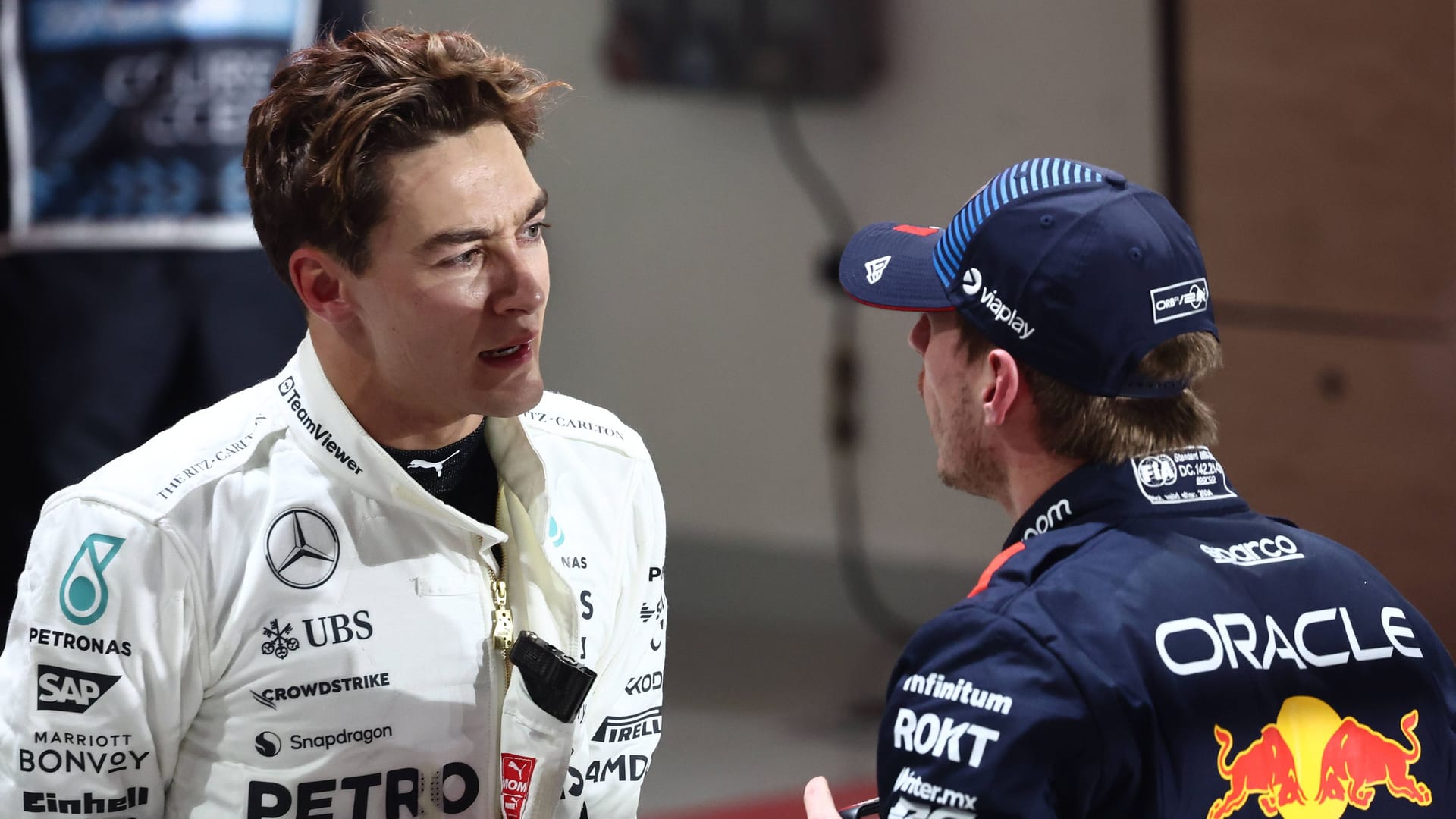 George Russell (left) and Max Verstappen: The two drivers engage in a public mud fight.