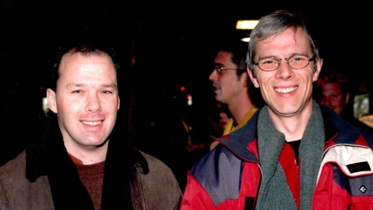 Luc and Frank at a reunion of their old school, the Newman College in Breda in 2005 (private photo).