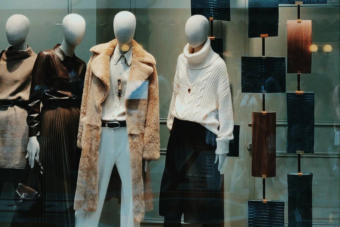 Shop window with fashion display. Shop window with fashion display.