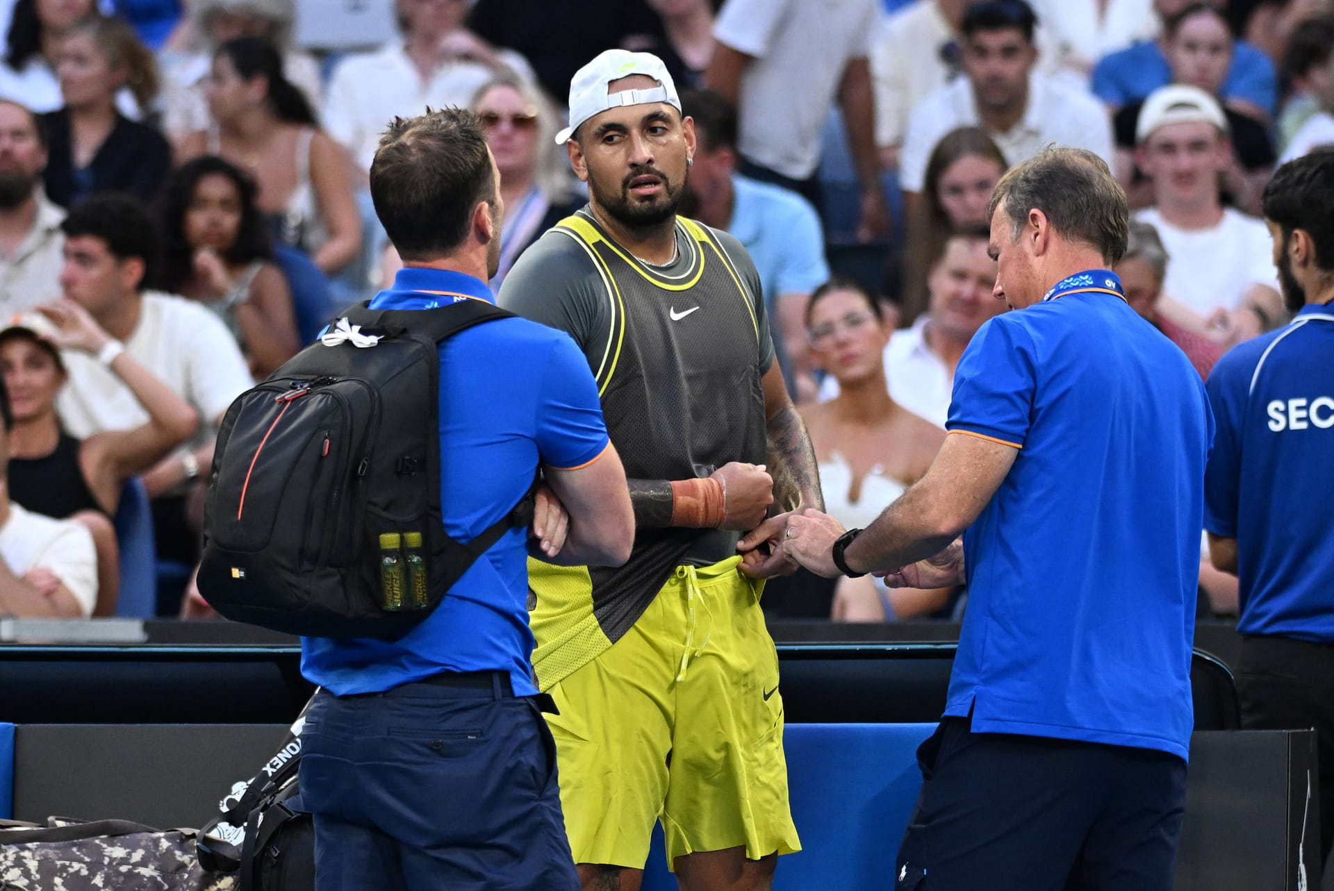 The Australian had to be treated by the tournament doctors several times.