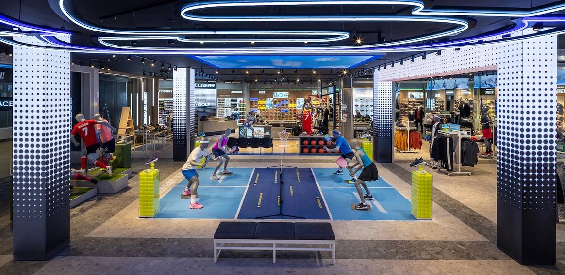The pickleball court at the new Skechers store The pickleball court at the new Skechers store