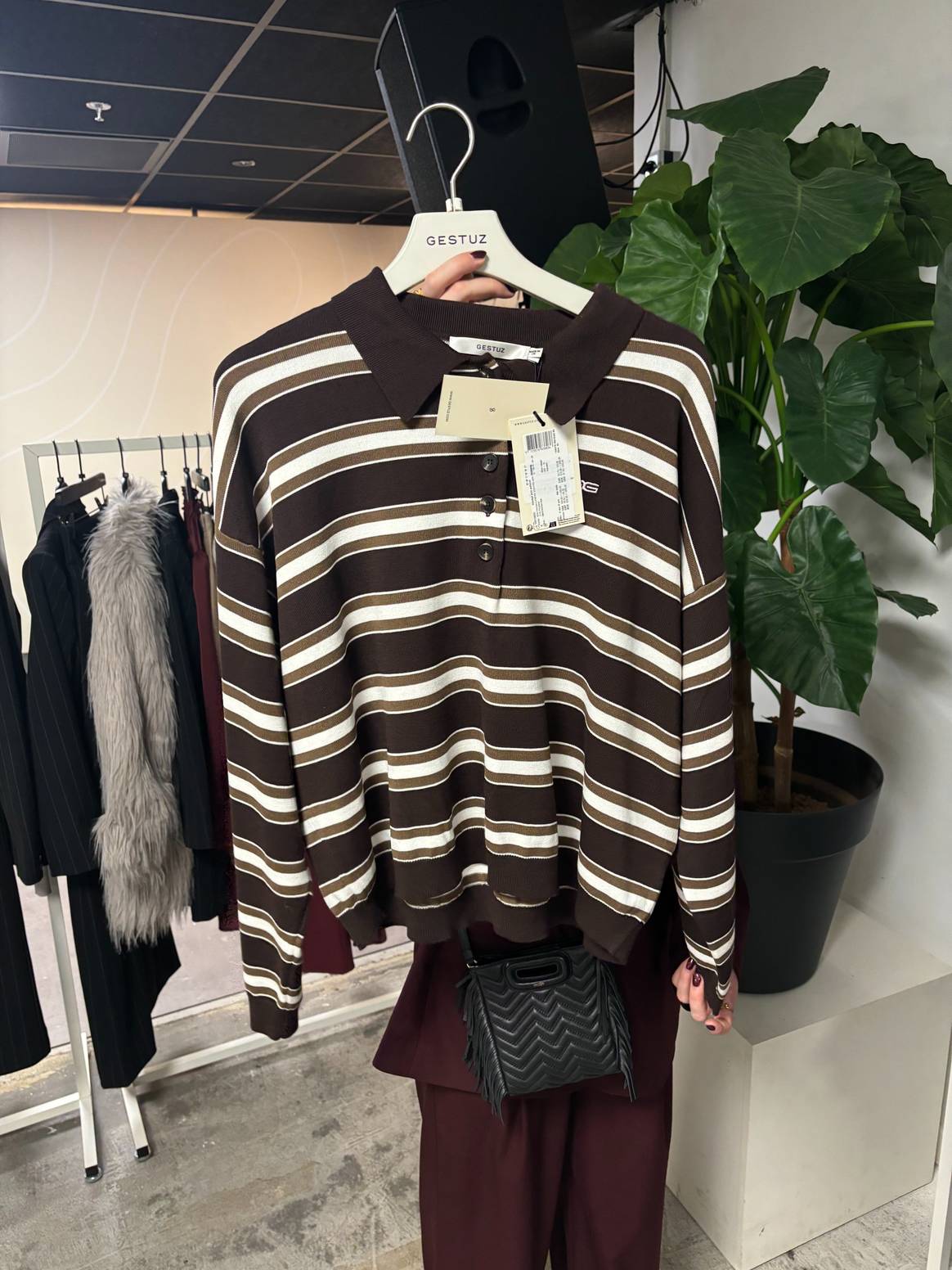 The preppy look includes Mocha Mousse
