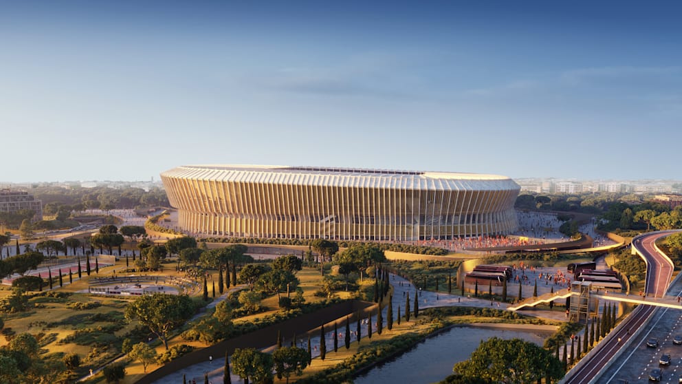 2027 möchte die AS Rom aus dem „Olimpico“ ­aus- und in eine neue Arena im Norden der Stadt einziehen. Bis zu 65 000 Zuschauer sollen reinpassen.