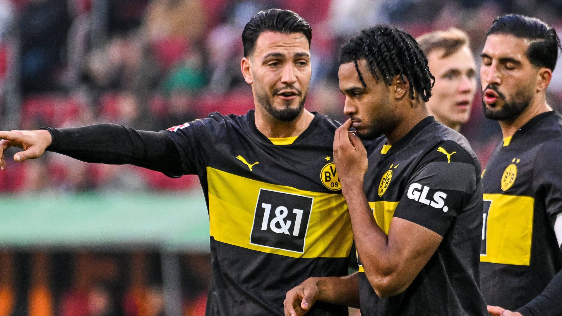 Ramy Bensebaini, Almugera Kabar and Emre Can (from left to right): The 19-year-old's contract runs until 2026.