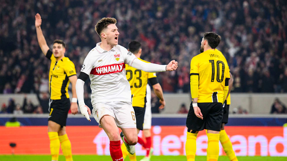 Die pure Freude! Beim 5:1-Sieg des VfB gegen Bern trifft Angelo Stiller (23/Foto) erstmals in der Königsklasse.