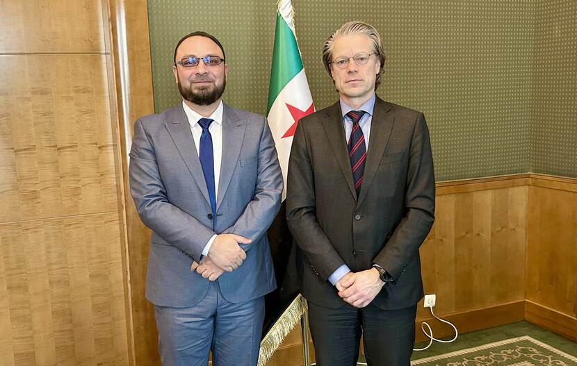 Special Envoy Gijs Gerlag with Mr. Al Afar, close advisor to the new Minister of Foreign Affairs