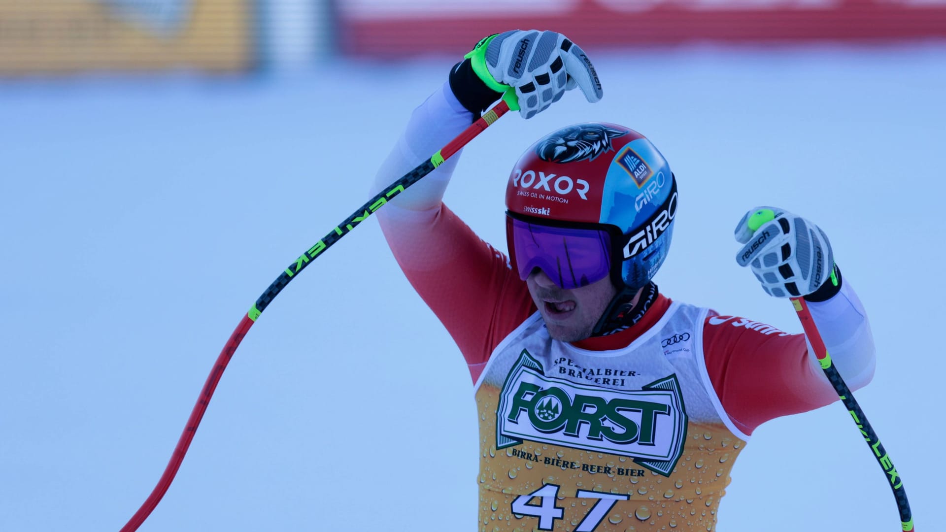 Livio Hiltbrand: The Swiss made the swinging wreath gesture in Val Gardena.