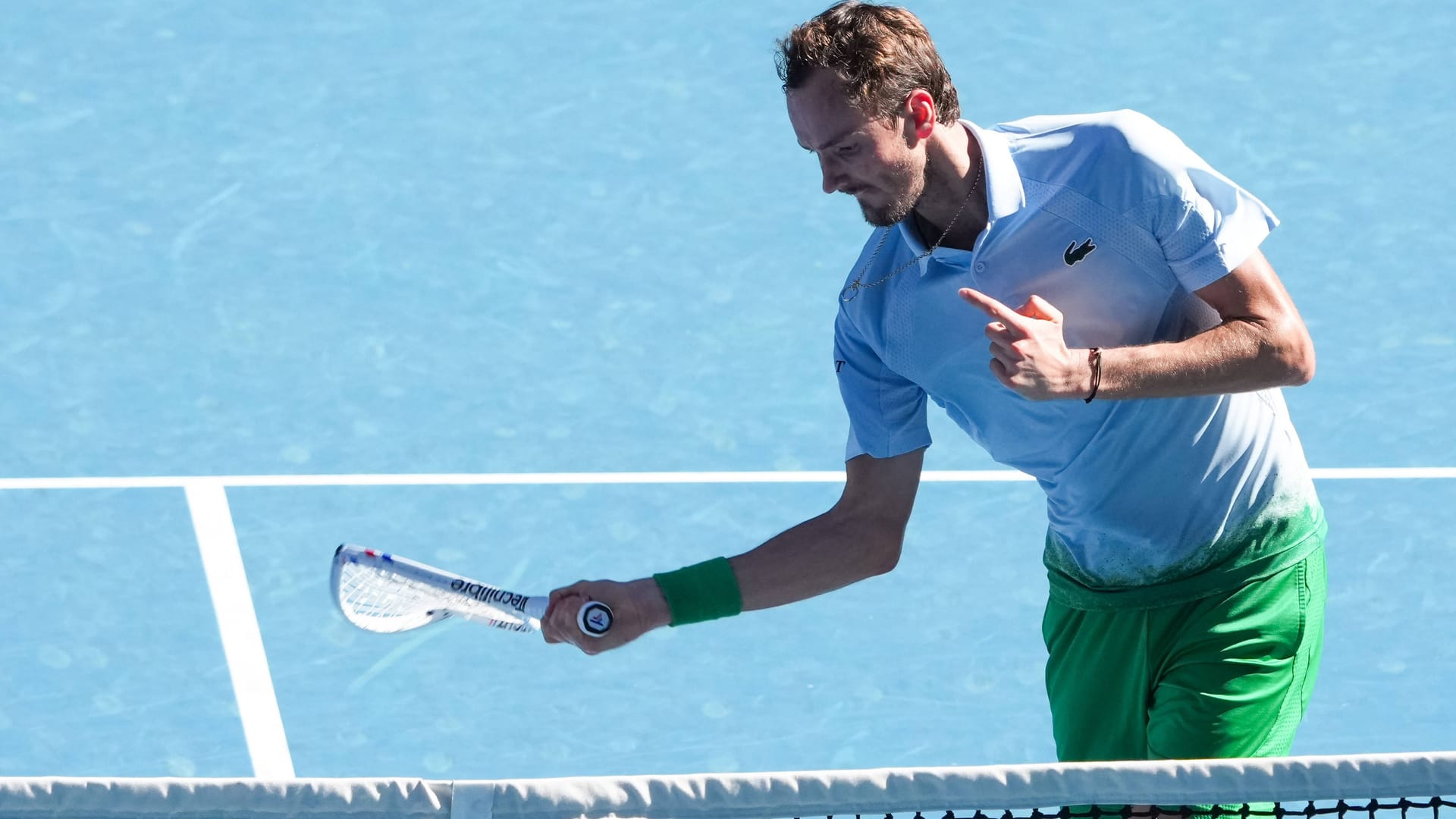 Lost his nerve: Daniil Medvedev in his first round match against Kasidit Samrej.