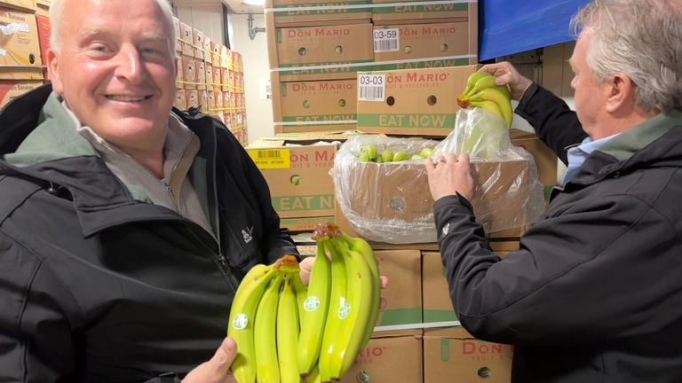 Ben and William de Groot with the bananas.