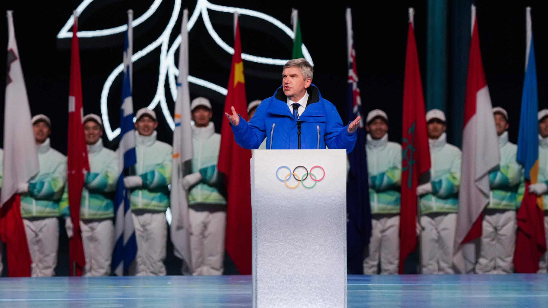 IOC President Thomas Bach at the opening ceremony of the 2022 Winter Olympics in Beijing.