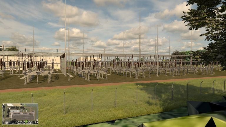Design of the expansion of the high-voltage station at Tilburg-Noord (image: TenneT).