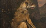 Frans Snijders, sitting wolf in a rocky landscape, approx. 1650. 