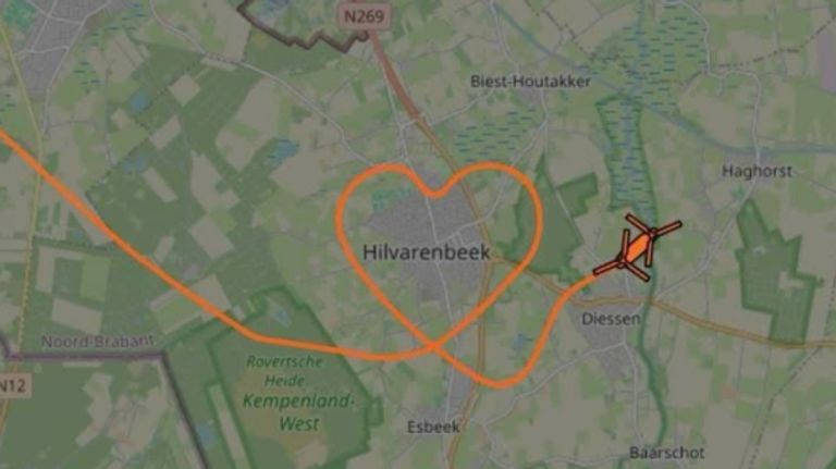 A Chinook flew this heart over Hilvarenbeek (photo: Royal Netherlands Air Force).