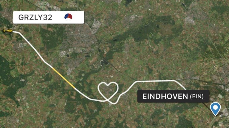 The Chinook flew this heart above Brabant.
