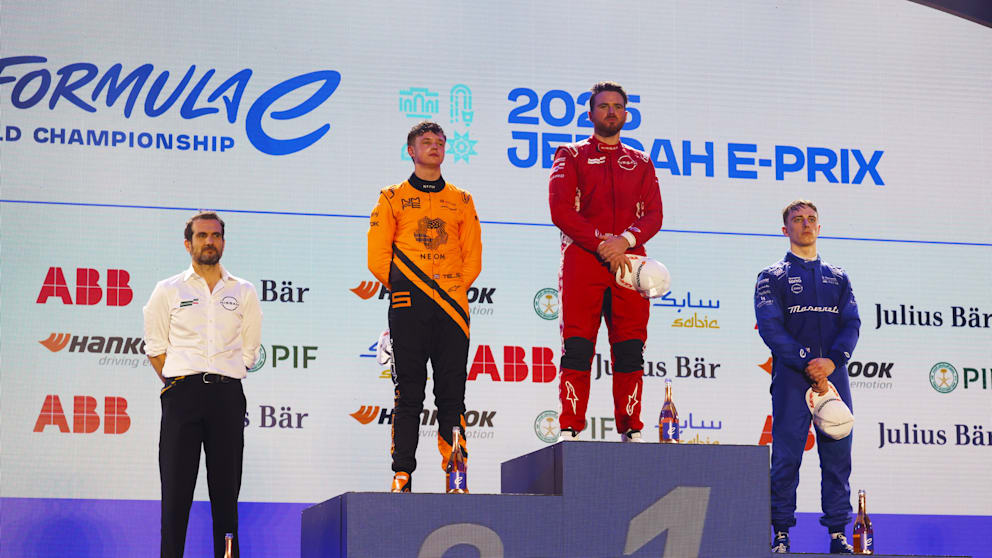 Drei Briten auf dem Podest: Taylor Barnard (20), Oliver Rowland (32) und Jake Hughes (30)