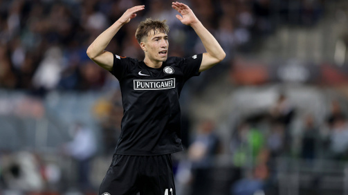 David Affengruber in the jersey of the SK Sturm Graz.