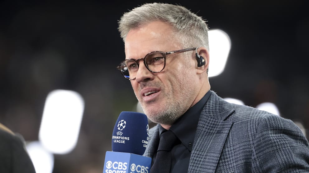 TV-Experte Jamie Carragher (47) beim Spiel von Manchester City in Madrid