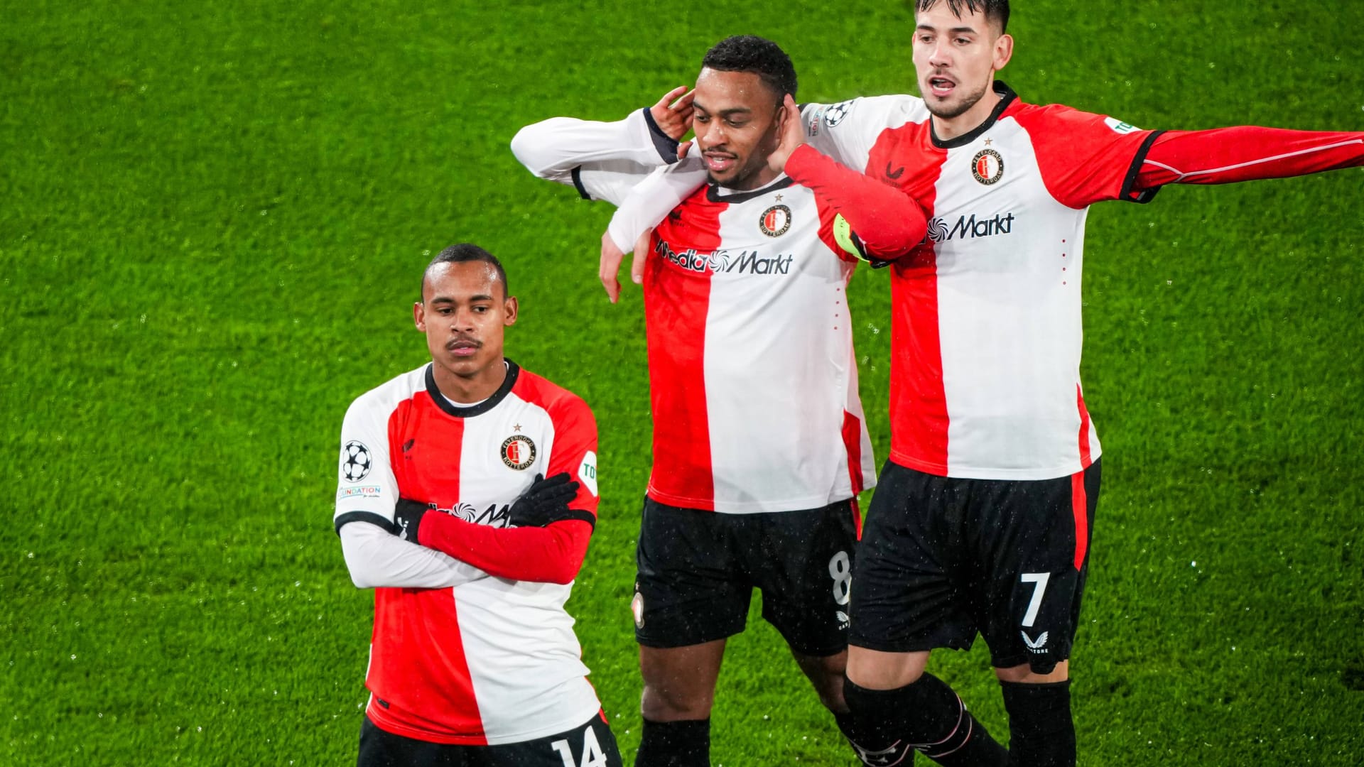 Igor Paixão (left): The Brazilian scored Feyenoord to victory against Milan.