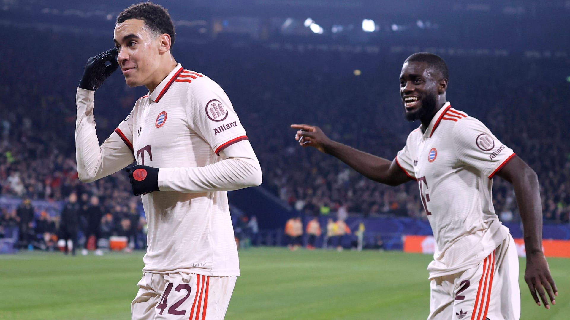 Jamal Musiala (left) and Dayot Upamecano.