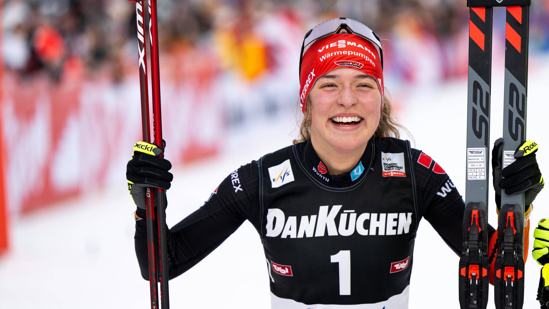 Nathalie Armbruster: She celebrates her first victory.