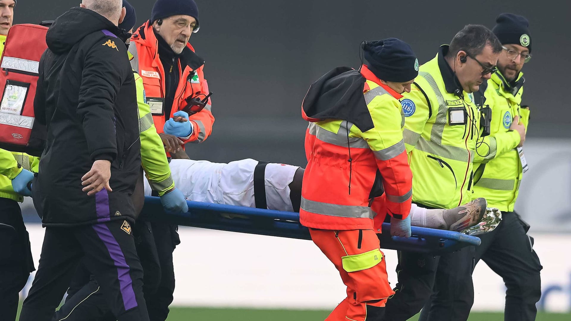 Moise Kean: The Fiorentina striker had to be carried out of the square.