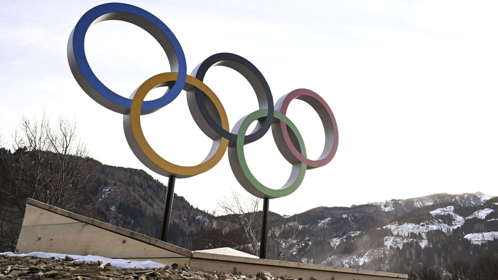 The Olympic Rings in Cortina d'Ampezzo: The games will take place here in the coming year.