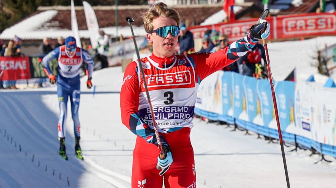 Vulgar cheers? Mathias Holbæk at the finish line at the U23 World Cup.