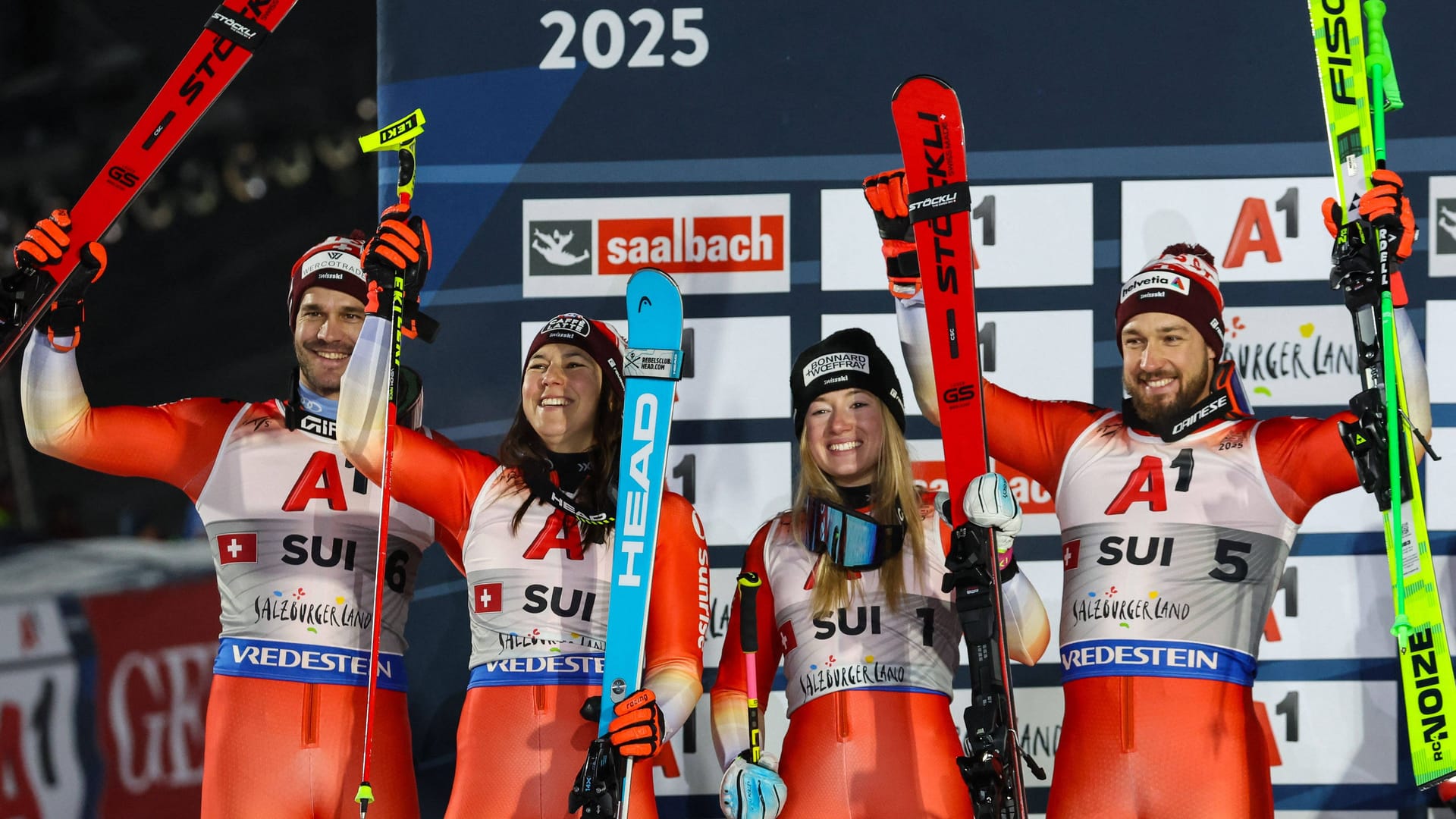 The Swiss team: They celebrated the silver medal in Saalbach.