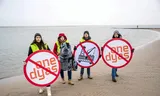 A demonstration against the gas extraction project of One-Dyas on the German Wadden Island of Borkum early last year. 