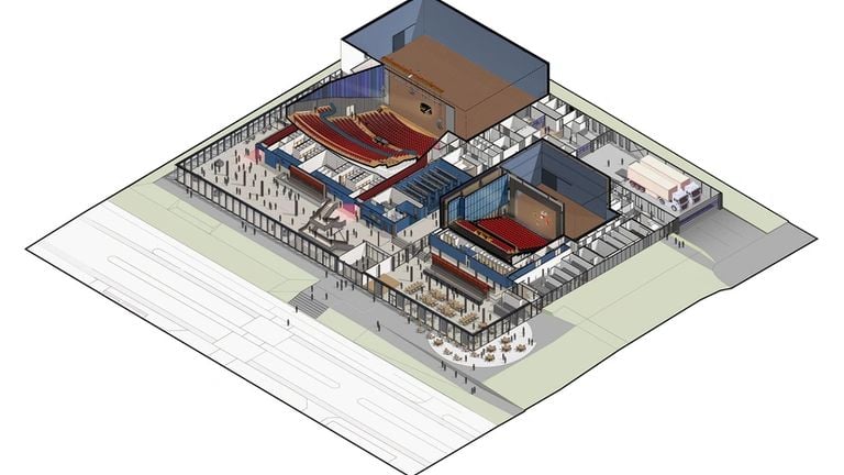 On the left the old Zuiderstrandtheater and on the right the old theater hall of the Lievekamp (image: Cepezed).