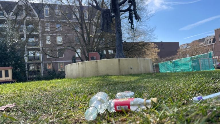 Waste lying around in the Vrijheidspark in Tilburg (photo: Tom van den Oetelaar).