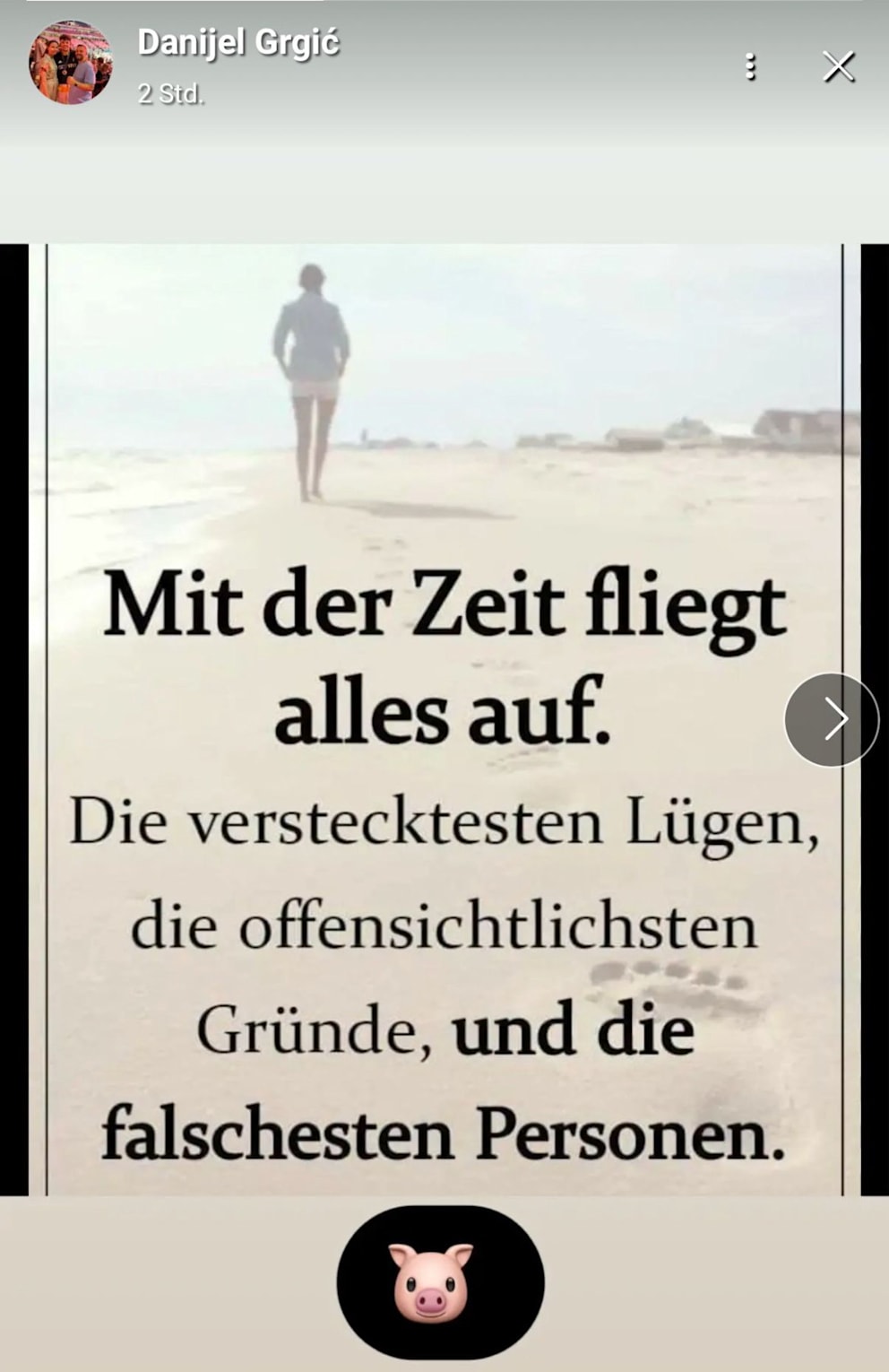 Der Facebook-Post von Danijel Grgic mit dem Schweinekopf-Emoji