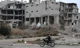 A destroyed house in Homs, a city where there was fierce fighting during the Syrian civil war. 
