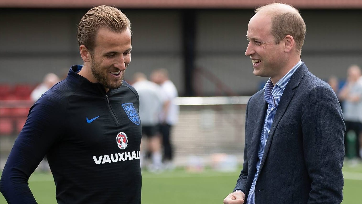 Prince William (right) next to Harry Kane at the 2018 World Cup: The English heir to the throne is a big football fan.