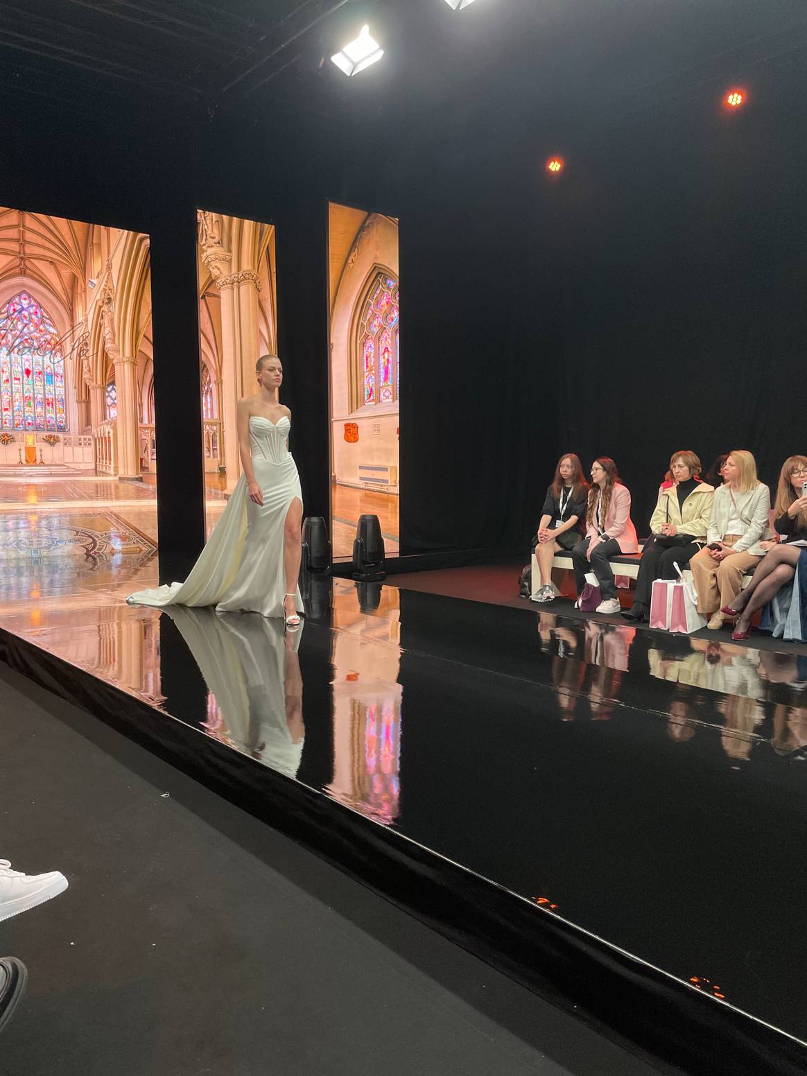 One of the looks of the fashion show during the European Bridal Week.