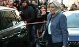 Marine Le Pen left the party office of the radical-right Rassemblement National on Monday after the ruling in her blackout case. Photo Thomas Samson/AFP 